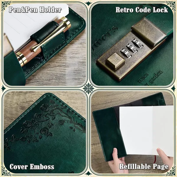 Diary_With_Lock_A5_Pu_Leather_Journal_With_Combination_Vintage_Journal_Password_Protected_Notebook_With_Pen_Gift_Box_Diary_Planner_Organizer_For_Women_Men_8_6x5_8in_192_Pages_The_Secret_Garden_Green
