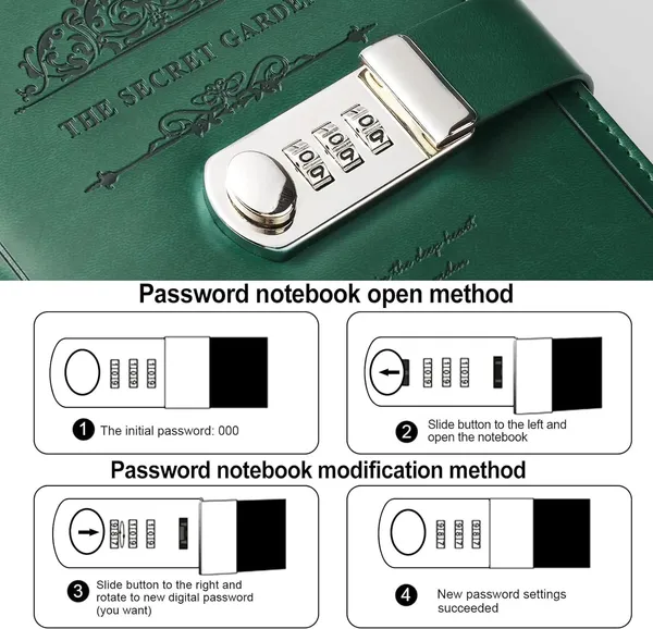 Diary_With_Lock_A5_Pu_Leather_Journal_With_Combination_Vintage_Journal_Password_Protected_Notebook_With_Pen_Gift_Box_Diary_Planner_Organizer_For_Women_Men_8_6x5_8in_192_Pages_The_Secret_Garden_Green