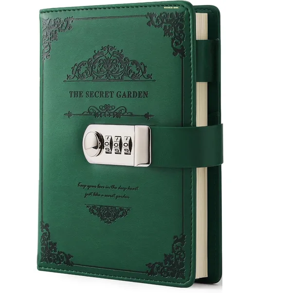 Diary_With_Lock_A5_Pu_Leather_Journal_With_Combination_Vintage_Journal_Password_Protected_Notebook_With_Pen_Gift_Box_Diary_Planner_Organizer_For_Women_Men_8_6x5_8in_192_Pages_The_Secret_Garden_Green
