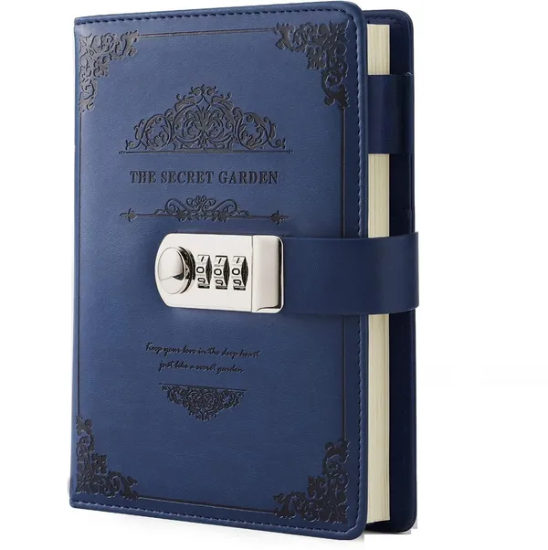 Diary_With_Lock_A5_Pu_Leather_Journal_With_Combination_Vintage_Journal_Password_Protected_Notebook_With_Pen_Gift_Box_Diary_Planner_Organizer_For_Women_Men_8_6x5_8in_192_Pages_The_Secret_Garden_Nevy_Blue