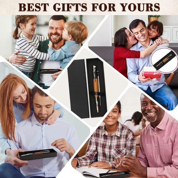 5_Pcs_Retractable_Gel_Pens_Set_Quick_Dry_Black_Ink_0_5mm_Fine_Point_Smooth_Writing_Rollerball_Ink_With_Soft_Touch_Grip_For_School_Office_Home_Use_Bullet_Pen_Wooden_Brown