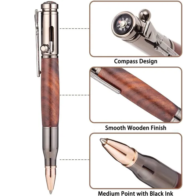 5_Pcs_Retractable_Gel_Pens_Set_Quick_Dry_Black_Ink_0_5mm_Fine_Point_Smooth_Writing_Rollerball_Ink_With_Soft_Touch_Grip_For_School_Office_Home_Use_Bullet_Pen_Wooden_Brown