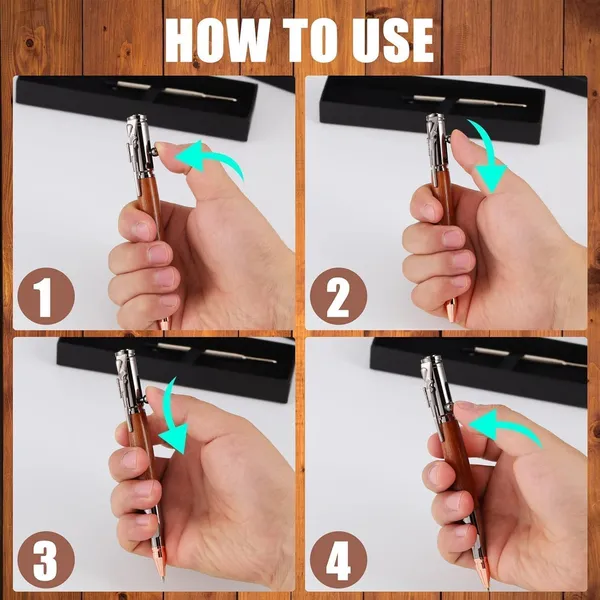5_Pcs_Retractable_Gel_Pens_Set_Quick_Dry_Black_Ink_0_5mm_Fine_Point_Smooth_Writing_Rollerball_Ink_With_Soft_Touch_Grip_For_School_Office_Home_Use_Bullet_Pen_Wooden_Brown