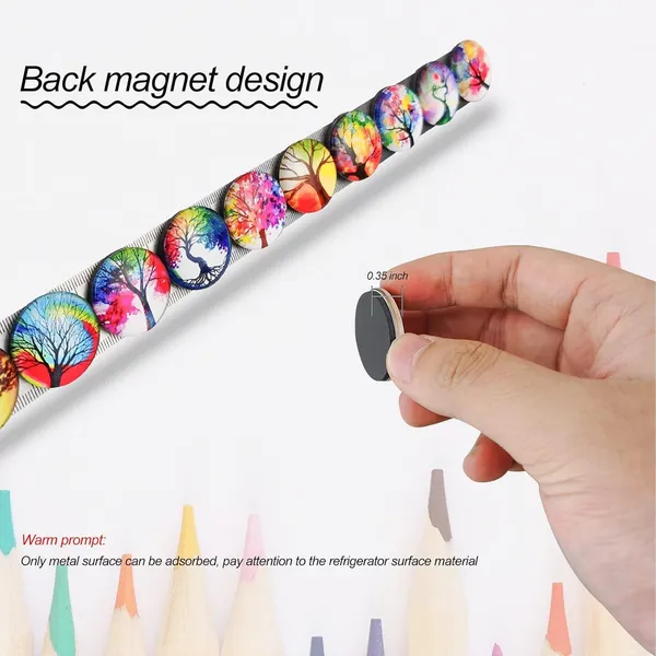 Cute_Modern_Glass_Fridge_Magnets_12_Pack_Of_Colorful_Strong_Magnets_For_Kitchen_Lockers_More_Tree