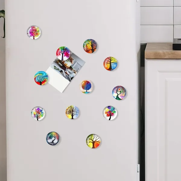 Cute_Modern_Glass_Fridge_Magnets_12_Pack_Of_Colorful_Strong_Magnets_For_Kitchen_Lockers_More_Tree