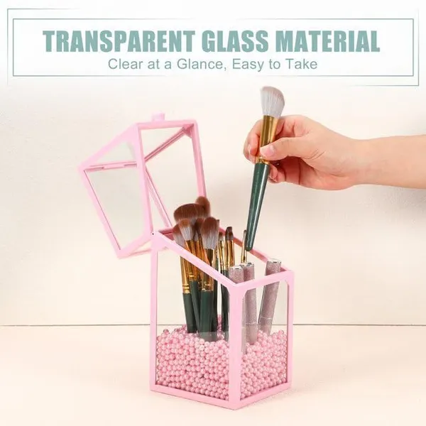 Dustproof_Glass_Cosmetic_Brush_Holder_Makeup_Organizer_Box_With_Lid_For_Vanity_Table_And_Bedroom_Decoration_Square_Pink