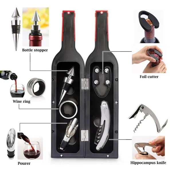 Deluxe_Wine_Bottle_Tool_Set_Compact_Gift_Box_With_Opener_Stopper_Pourer_Drip_Ring_Foil_Cutter_In_Bottle_Shaped_Organizer