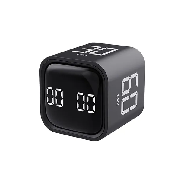 Visual_Pomodoro_Timer_Cube_With_Gravity_Sensor_Productivity_Timer_Adjustable_Volume_Vibration_Alert_Adhd_Timer_Countdown_Stopwatch_For_Study_Work_School_Kitchen_Preset_5_10_30_60_Min_Black