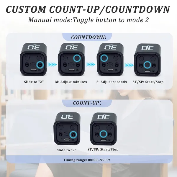 Visual_Pomodoro_Timer_Cube_With_Gravity_Sensor_Productivity_Timer_Adjustable_Volume_Vibration_Alert_Adhd_Timer_Countdown_Stopwatch_For_Study_Work_School_Kitchen_Preset_5_10_30_60_Min_Black