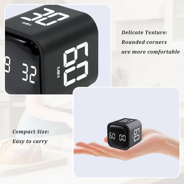 Visual_Pomodoro_Timer_Cube_With_Gravity_Sensor_Productivity_Timer_Adjustable_Volume_Vibration_Alert_Adhd_Timer_Countdown_Stopwatch_For_Study_Work_School_Kitchen_Preset_5_10_30_60_Min_Black