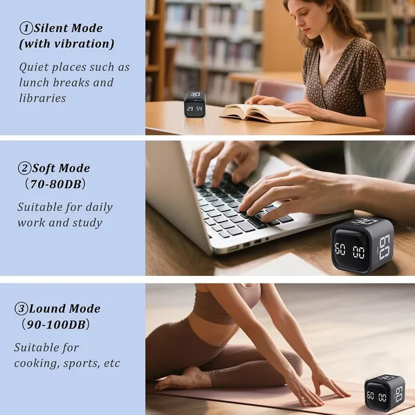 Visual_Pomodoro_Timer_Cube_With_Gravity_Sensor_Productivity_Timer_Adjustable_Volume_Vibration_Alert_Adhd_Timer_Countdown_Stopwatch_For_Study_Work_School_Kitchen_Preset_5_10_30_60_Min_Black