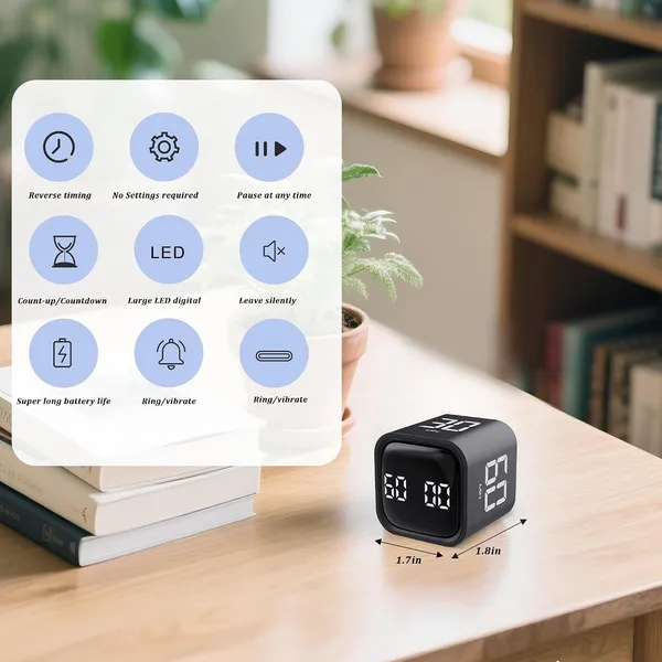 Visual_Pomodoro_Timer_Cube_With_Gravity_Sensor_Productivity_Timer_Adjustable_Volume_Vibration_Alert_Adhd_Timer_Countdown_Stopwatch_For_Study_Work_School_Kitchen_Preset_5_10_30_60_Min_Black