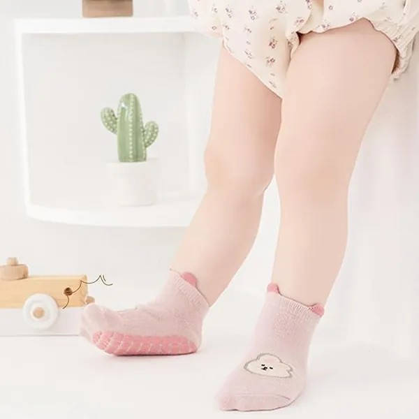 Baby_Grip_Socks_5_Pcs_Non_Slip_Ankle_For_Infants_0_3_Years_Breathable_Summer_Cartoon_Design_Floor_Gripper_First_Walking_M_Size