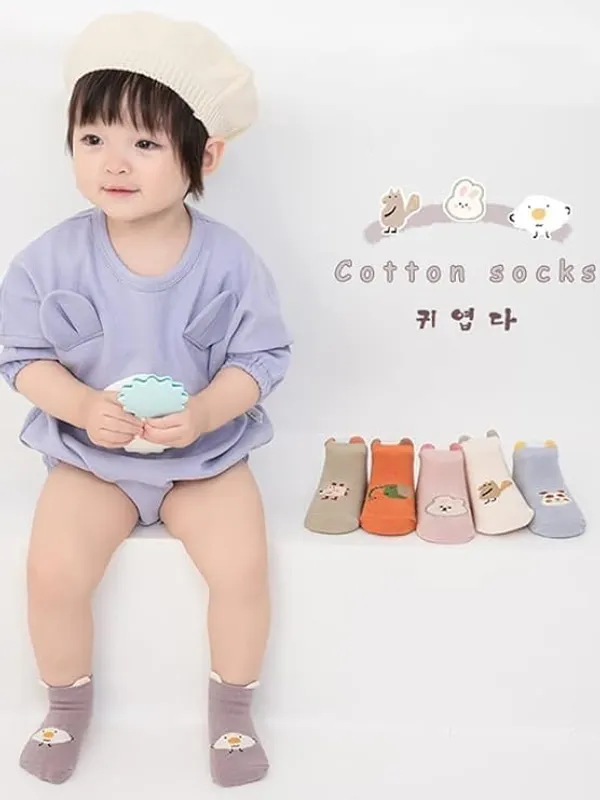 Baby_Grip_Socks_5_Pcs_Non_Slip_Ankle_For_Infants_0_3_Years_Breathable_Summer_Cartoon_Design_Floor_Gripper_First_Walking_M_Size