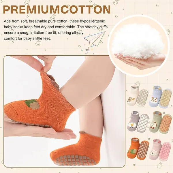 Baby_Grip_Socks_5_Pcs_Non_Slip_Ankle_For_Infants_0_3_Years_Breathable_Summer_Cartoon_Design_Floor_Gripper_First_Walking_M_Size