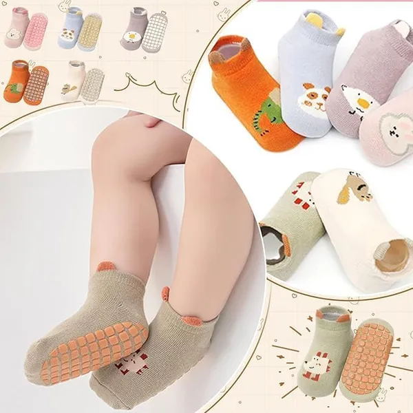 Baby_Grip_Socks_5_Pcs_Non_Slip_Ankle_For_Infants_0_3_Years_Breathable_Summer_Cartoon_Design_Floor_Gripper_First_Walking_M_Size