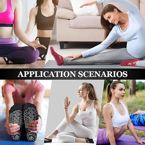 Product_Summary_Fennec_Mart_Yoga_Socks_For_Women_With_Non_Slip_Grips_Straps_Ideal_For_Pilates_Barre_Ballet_Dance_Barefoot_Workouts_Black