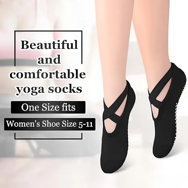 Product_Summary_Fennec_Mart_Yoga_Socks_For_Women_With_Non_Slip_Grips_Straps_Ideal_For_Pilates_Barre_Ballet_Dance_Barefoot_Workouts_Black