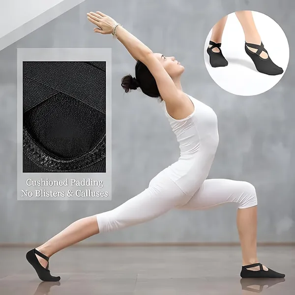 Product_Summary_Fennec_Mart_Yoga_Socks_For_Women_With_Non_Slip_Grips_Straps_Ideal_For_Pilates_Barre_Ballet_Dance_Barefoot_Workouts_Black