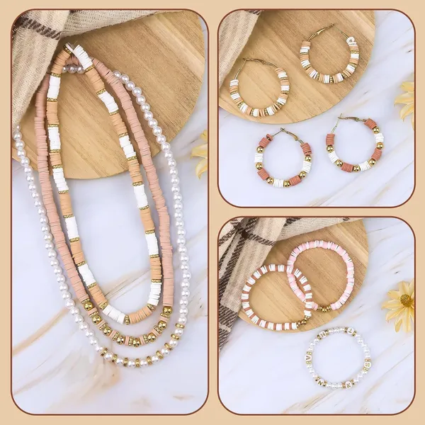 Fennec_Mart_Clay_Bead_Bracelet_Kit_2370pcs_Polymer_Clay_Heishi_Beads_For_Bracelet_Making_Diy_Jewelry_Kit_With_Letter_Beads_Gold_Pearl_Beads_For_Girls_Adults_Brown_Clay_Bead