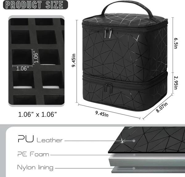 Travel_Nail_Art_Tool_Polish_Organizer_Bag_Large_Capacity_Double_Layer_Makeup_Case_For_30_Bottles_Storage_With_Handle_Customizable_Compartments_Multi_Pouches_For_Travel_Black