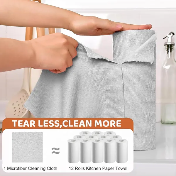 50_Count_Microfiber_Cleaning_Cloth_Roll_Pre_Cut_Tear_Away_Reusable_Highly_Absorbent_Kitchen_Towels_Multipurpose_Cleaning_Rags_For_Kitchen_Home_Car_More_Grey