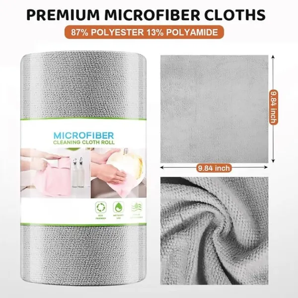 50_Count_Microfiber_Cleaning_Cloth_Roll_Pre_Cut_Tear_Away_Reusable_Highly_Absorbent_Kitchen_Towels_Multipurpose_Cleaning_Rags_For_Kitchen_Home_Car_More_Grey