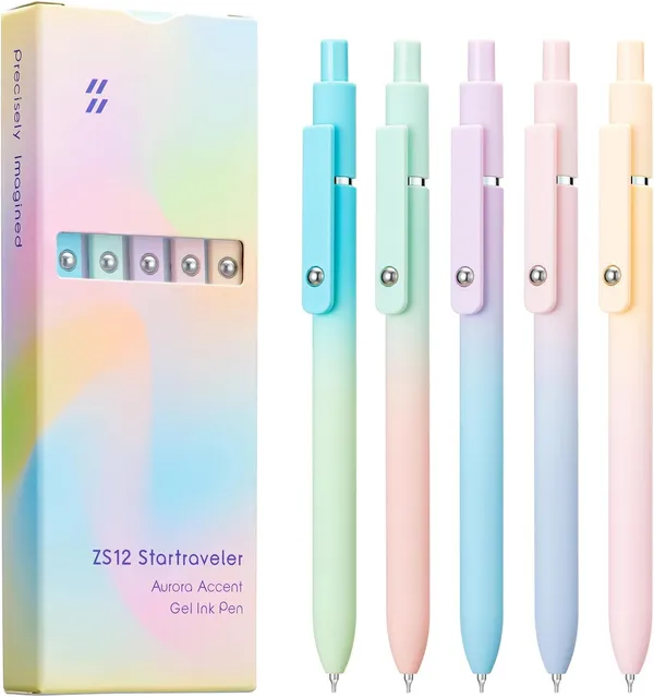 5pcs_Retractable_Gel_Pens_Set_Quick_Dry_Black_Ink_0_5mm_Fine_Point_Pens_Smooth_Writing_Rollerball_Gel_Ink_Pens_With_Soft_Touch_Grip_For_School_Office_Home_Use_Aurora_Color