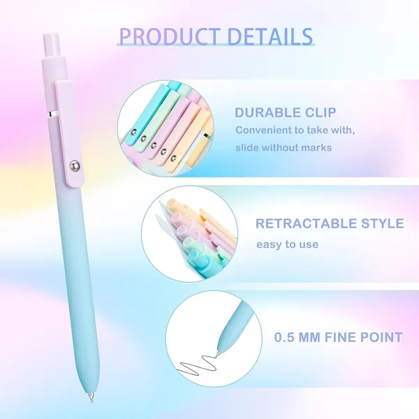 5pcs_Retractable_Gel_Pens_Set_Quick_Dry_Black_Ink_0_5mm_Fine_Point_Pens_Smooth_Writing_Rollerball_Gel_Ink_Pens_With_Soft_Touch_Grip_For_School_Office_Home_Use_Aurora_Color