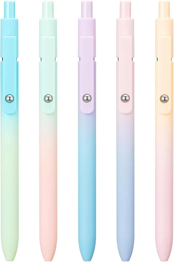5pcs_Retractable_Gel_Pens_Set_Quick_Dry_Black_Ink_0_5mm_Fine_Point_Pens_Smooth_Writing_Rollerball_Gel_Ink_Pens_With_Soft_Touch_Grip_For_School_Office_Home_Use_Aurora_Color
