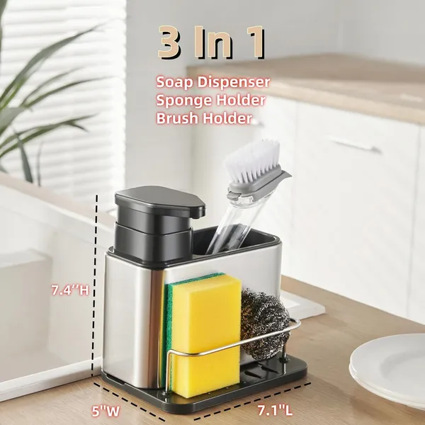 Dish_Soap_Dispenser_3_In_1_Sink_Caddy_With_Sponge_Brush_Holder_Stainless_Steel_Rustproof_Kitchen_And_Bathroom_Organizer_Silver_1_Pcs_3_In_1_Caddy