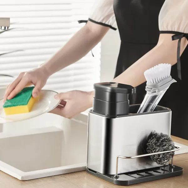 Dish_Soap_Dispenser_3_In_1_Sink_Caddy_With_Sponge_Brush_Holder_Stainless_Steel_Rustproof_Kitchen_And_Bathroom_Organizer_Silver_1_Pcs_3_In_1_Caddy