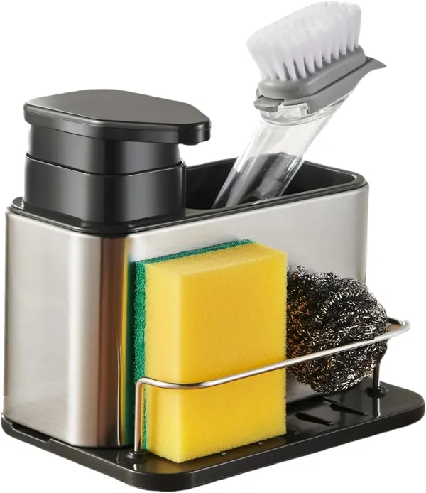 Dish_Soap_Dispenser_3_In_1_Sink_Caddy_With_Sponge_Brush_Holder_Stainless_Steel_Rustproof_Kitchen_And_Bathroom_Organizer_Silver_1_Pcs_3_In_1_Caddy