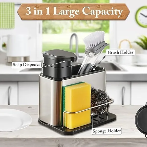 Dish_Soap_Dispenser_3_In_1_Sink_Caddy_With_Sponge_Brush_Holder_Stainless_Steel_Rustproof_Kitchen_And_Bathroom_Organizer_Silver_1_Pcs_3_In_1_Caddy