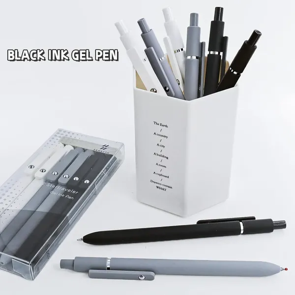 6_Pcs_Retractable_Gel_Pens_Set_Quick_Dry_Black_Ink_0_5mm_Fine_Point_Pens_Smooth_Writing_Rollerball_Gel_Ink_Pens_With_Soft_Touch_Grip_For_School_Office_Home_Use_Black_White_Grey