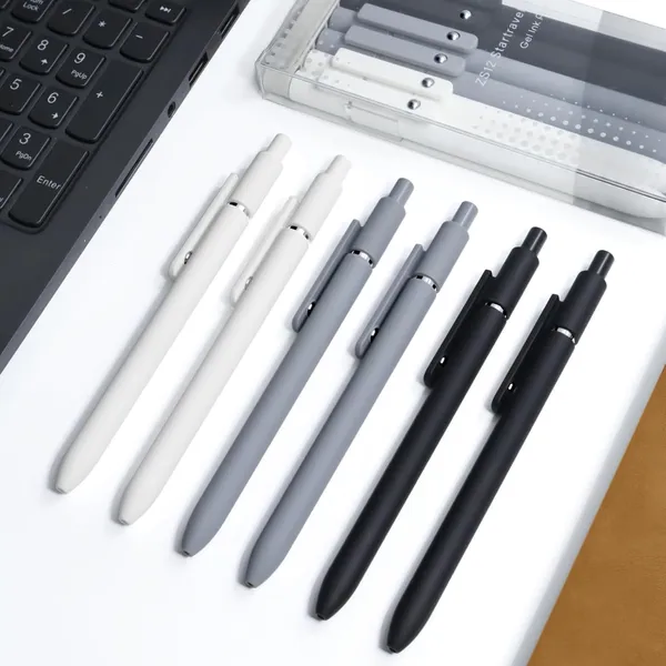6_Pcs_Retractable_Gel_Pens_Set_Quick_Dry_Black_Ink_0_5mm_Fine_Point_Pens_Smooth_Writing_Rollerball_Gel_Ink_Pens_With_Soft_Touch_Grip_For_School_Office_Home_Use_Black_White_Grey