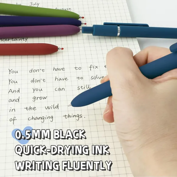 5pcs_Retractable_Gel_Pens_Set_Quick_Dry_Black_Ink_0_5mm_Fine_Point_Pens_Smooth_Writing_Rollerball_Gel_Ink_Pens_With_Soft_Touch_Grip_For_School_Office_Home_Use_Vintage_Colour