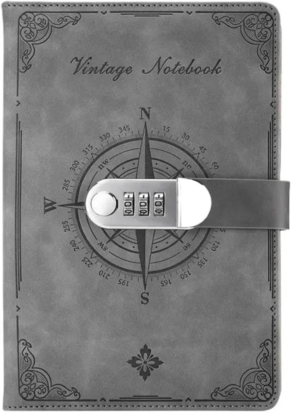 Diary_With_Lock_A5_Pu_Leather_Journal_With_Combination_Vintage_Journal_Password_Protected_Notebook_With_Pen_Gift_Box_Diary_Planner_Organizer_For_Women_Men_8_6x5_8in_192_Pages_Vintage_Grey