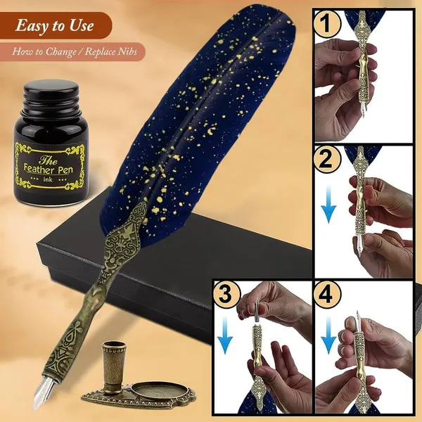 Luxury_Feather_Quill_Dip_Pen_Set_With_Stand_Blue_Ink_Vintage_Calligraphy_Writing_Kit_With_2_Extra_Nibs_Elegant_Signature_Pen_Gift_For_Kids_Writers_Artists_Ink_Feather_Pen_Blue