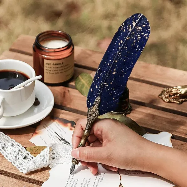 Luxury_Feather_Quill_Dip_Pen_Set_With_Stand_Blue_Ink_Vintage_Calligraphy_Writing_Kit_With_2_Extra_Nibs_Elegant_Signature_Pen_Gift_For_Kids_Writers_Artists_Ink_Feather_Pen_Blue
