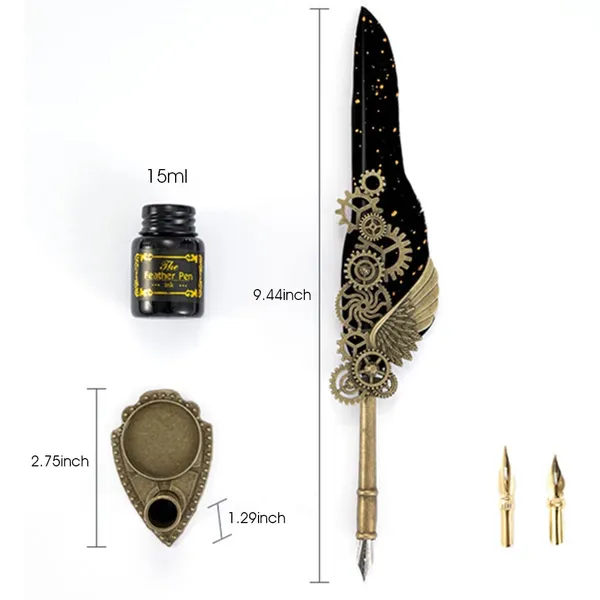 Luxury_Feather_Quill_Dip_Pen_Set_With_Stand_Black_Ink_Vintage_Calligraphy_Writing_Kit_With_2_Extra_Nibs_Elegant_Signature_Pen_Gift_For_Kids_Writers_Artists_Ink_Feather_Pen_Black