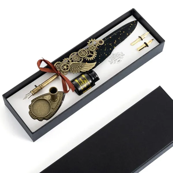 Luxury_Feather_Quill_Dip_Pen_Set_With_Stand_Black_Ink_Vintage_Calligraphy_Writing_Kit_With_2_Extra_Nibs_Elegant_Signature_Pen_Gift_For_Kids_Writers_Artists_Ink_Feather_Pen_Black