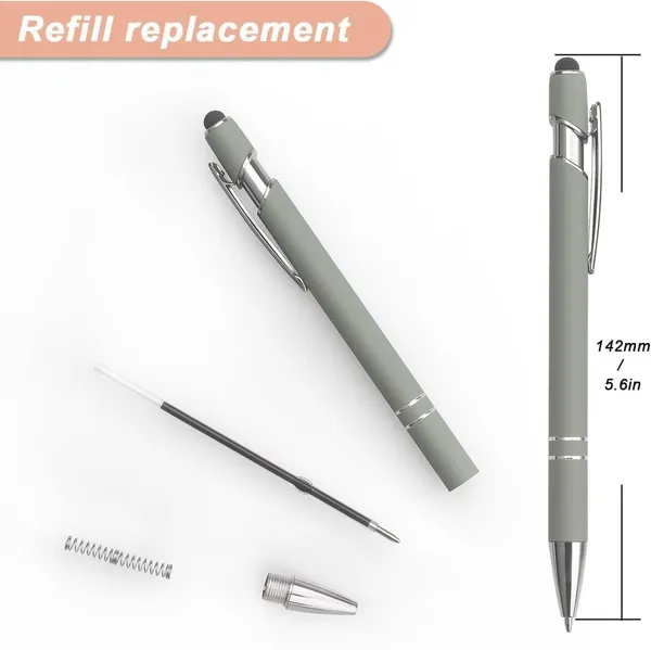 6_Pcs_2_In_1_Stylus_Pen_Set_Retractable_Ballpoint_Pen_With_Stylus_Tip_1_0_Mm_Black_Ink_Pastel_Color_Metal_Pens_For_Touch_Screens_2_In_1_Stylus_Pen_Multi_Colour
