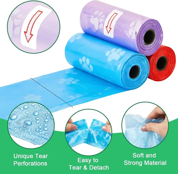 120_Dog_Poop_Waste_Bags_Leak_Proof_Tear_Resistant_Thick_Scent_Free_Pet_Cleanup_Bags_With_Paw_Prints_Fits_Standard_Dispensers_8_Rolls_15_Bags_Each_Roll