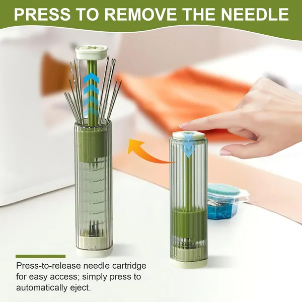 2_Pack_Magnetic_Needle_Case_With_Pop_Up_Design_Sewing_Needle_Holder_With_5_Size_Sewing_Needles_For_Storage_Portable_Organizer_Box_For_Embroidery_Pin_Knitting_Green