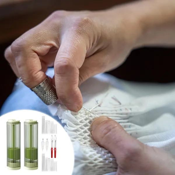 2_Pack_Magnetic_Needle_Case_With_Pop_Up_Design_Sewing_Needle_Holder_With_5_Size_Sewing_Needles_For_Storage_Portable_Organizer_Box_For_Embroidery_Pin_Knitting_Green