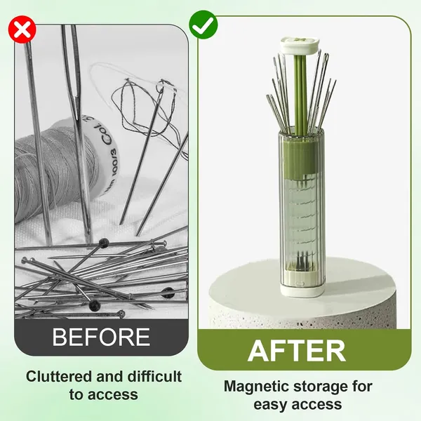 2_Pack_Magnetic_Needle_Case_With_Pop_Up_Design_Sewing_Needle_Holder_With_5_Size_Sewing_Needles_For_Storage_Portable_Organizer_Box_For_Embroidery_Pin_Knitting_Green