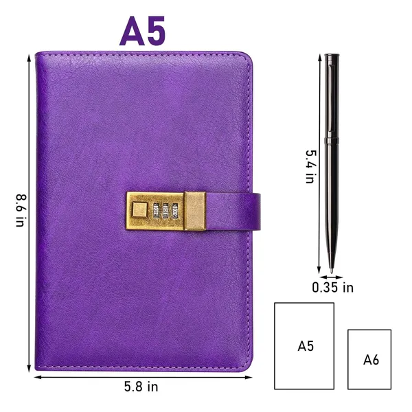 Diary_With_Lock_A5_Pu_Leather_Journal_With_Combination_Vintage_Journal_Password_Protected_Notebook_With_Pen_Gift_Box_Diary_Planner_Organizer_For_Women_Men_8_6x5_8in_192_Pages_Purple
