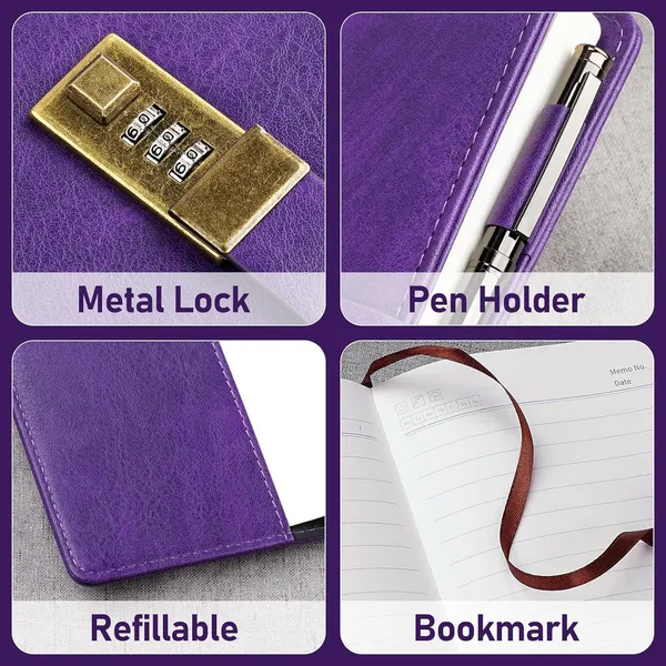 Diary_With_Lock_A5_Pu_Leather_Journal_With_Combination_Vintage_Journal_Password_Protected_Notebook_With_Pen_Gift_Box_Diary_Planner_Organizer_For_Women_Men_8_6x5_8in_192_Pages_Purple