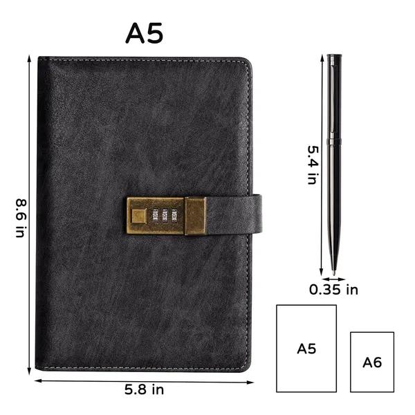 Diary_With_Lock_A5_Pu_Leather_Journal_With_Combination_Vintage_Journal_Password_Protected_Notebook_With_Pen_Gift_Box_Diary_Planner_Organizer_For_Women_Men_8_6x5_8in_192_Pages_Black